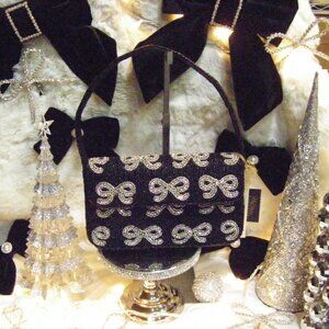 Viral Beaded Black Bow Bag Crystal Coquette Bows & Ribbons NWT